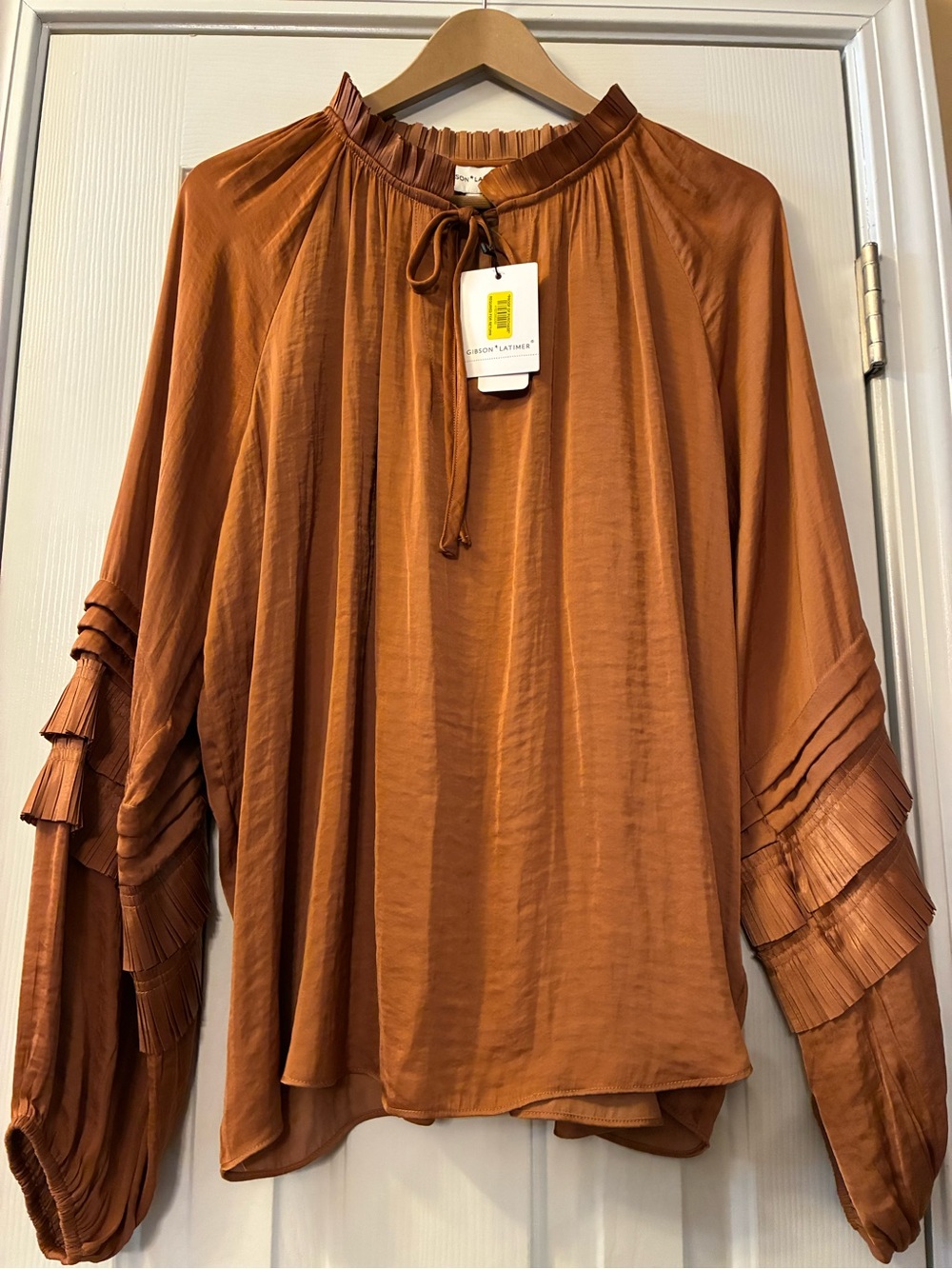 Gibson Latimer Cognac Long Sleeve Blouse large.